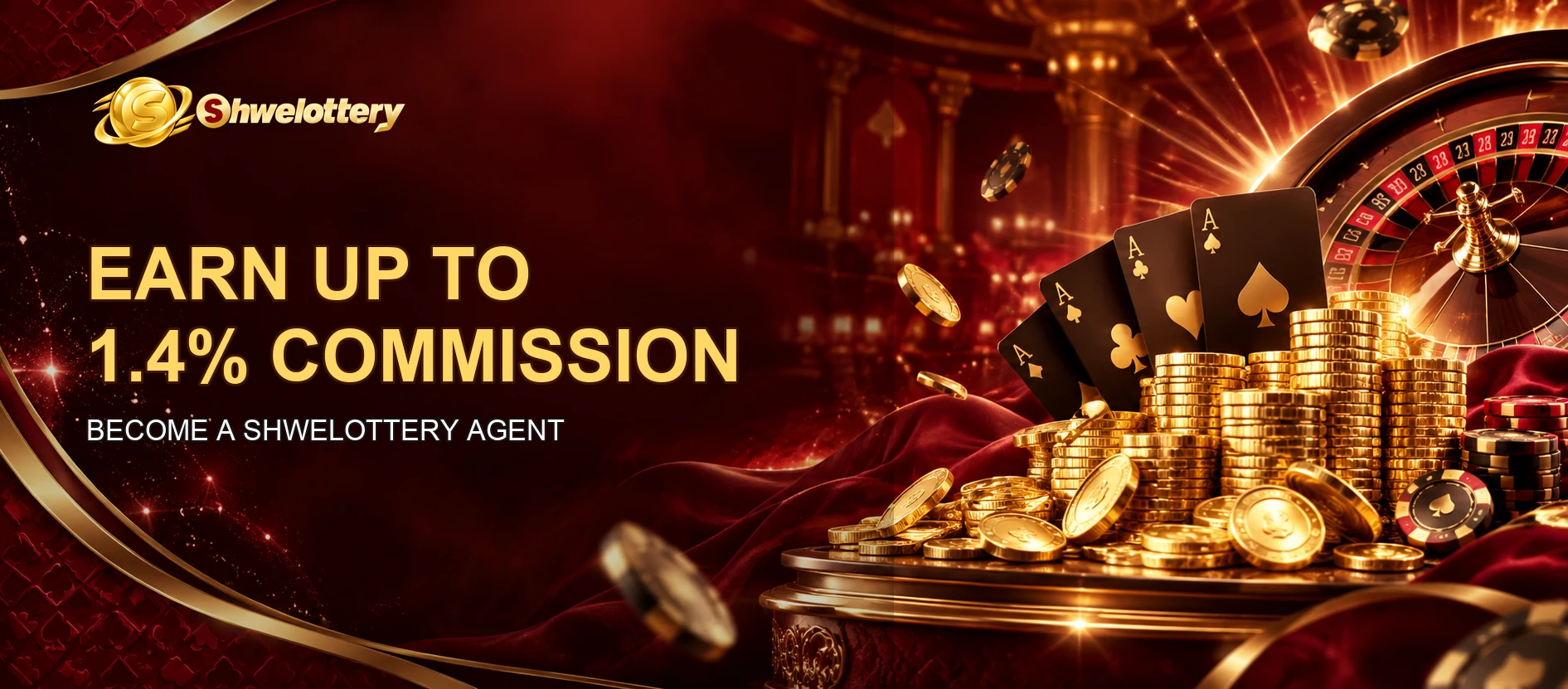 Earn up to 1.4% commission — become a Shwelottery agent